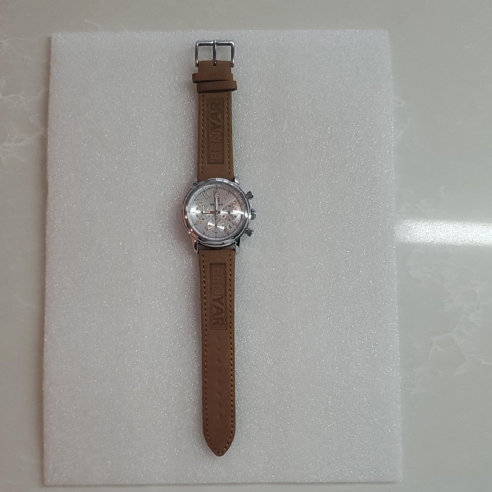 Silver and Brown Wristwatch